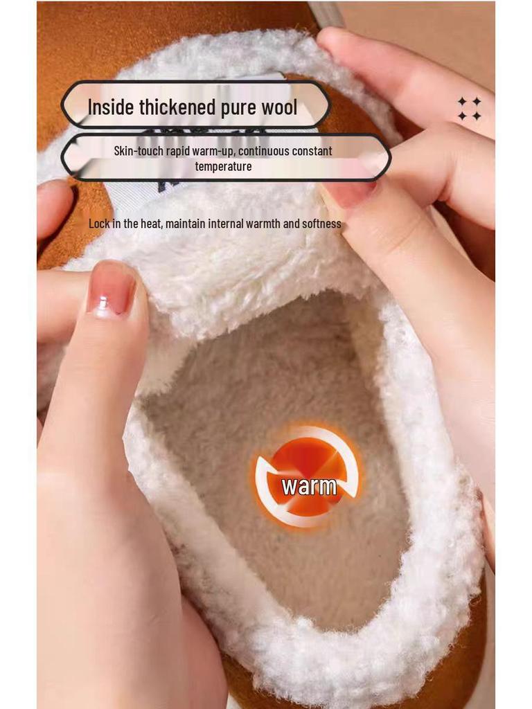 Damskie Zimowe Grube Kapcie Bawełniane Antypoślizgowe – Ciepłe Kapcie Indoor/Outdoor Zamknięte z Magicznym Rzepem