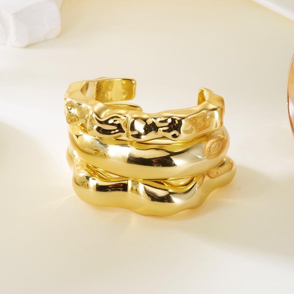 3PCS Exaggerated Acrylic Irregular Cuff Bracelets for Women Punk Geometric Wide Chunky Open Bracelets Set Daily Party Jewelry