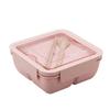1100ml Wheat Straw Lunch Box Bento Diaper Box Ball Spoon Bento Box Microwave Oven Valve Table Food Container Lunch Box | Breakfast Boxes (pink)
