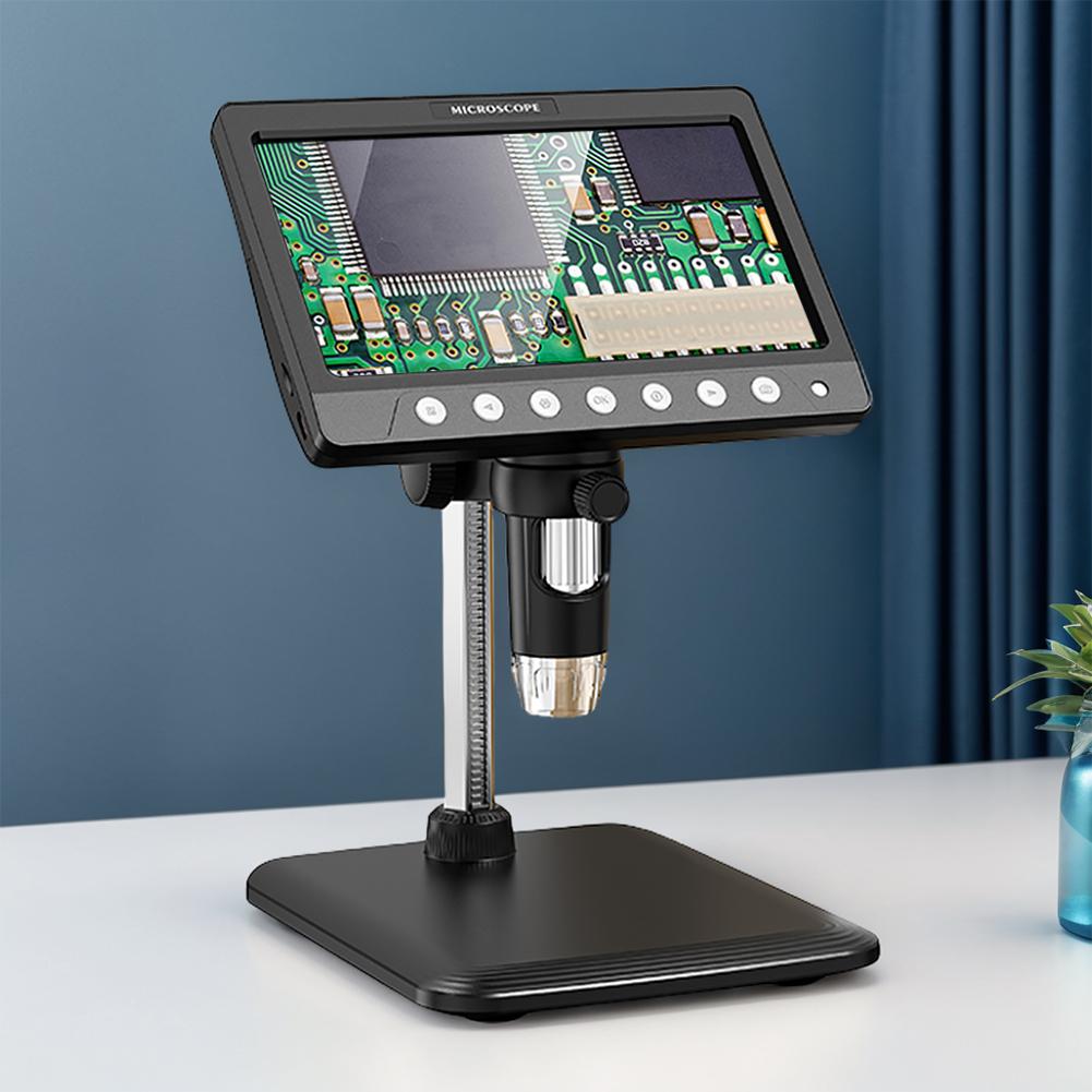 7 Inch IPS Screen Digital Microscope 5MP HD Lens Soldering Microscope 1200X Magnification Electronic HD Magnification Endoscope