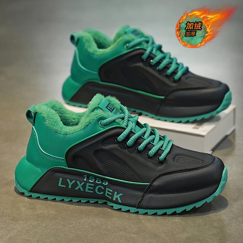 

Men s shoes winter 2025 new fleece thickened casual sports shoes heightened wear-resistant light luxury high-end dad trendy shoes 44