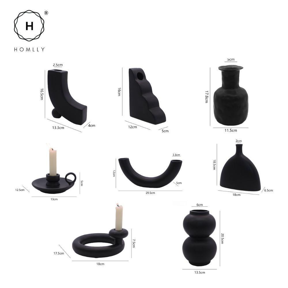 Homlly Plutto Minimalist Boho Geometric Nordic Ceramic Decor Pampas Flower Vase