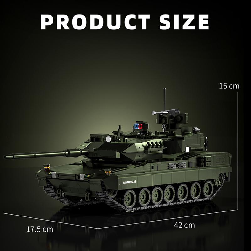 Military MOC 1/28 2306pcs Leopard 2A8 Army Main Battle Tank Building Blocks Bricks Modern Tank Set Toys For Children Boys Gifts