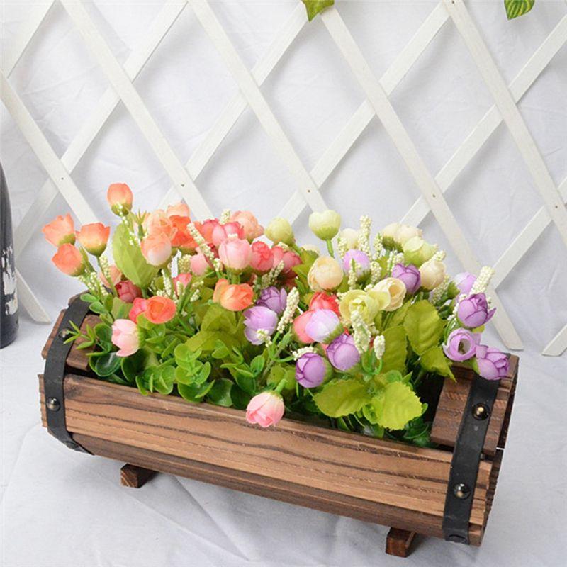 M-Modern-Wood Flower Pots Wedding Decoration Carbonized Antiseptic Wood Flower Boxes Balcony Succulents Wooden Flower Pots