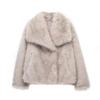 Women's Fall Winter Faux Fox Fur Jacket Fashionable Turn-down Collar Coat Luxurious Cozy Solid Color Overcoat