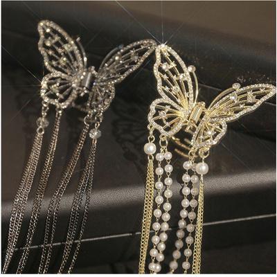 Korean Crystal Butterfly Tassel Hair Claw Fashion Pearl Hair Crab For Women Girls Hair Clips Ponytail Clip Hair Accessories