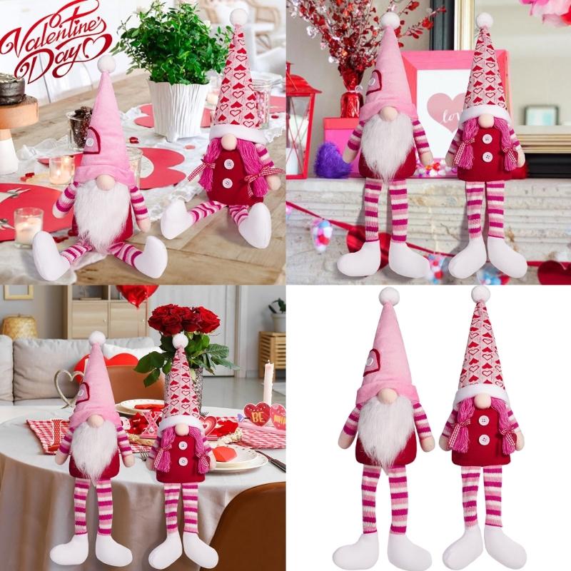 Valentines Day Long Legs Gnomes Decorations Handmade Scandinavian Tomtes Stuffed Plush Dolls Tabletop Shelf Elf Ornament