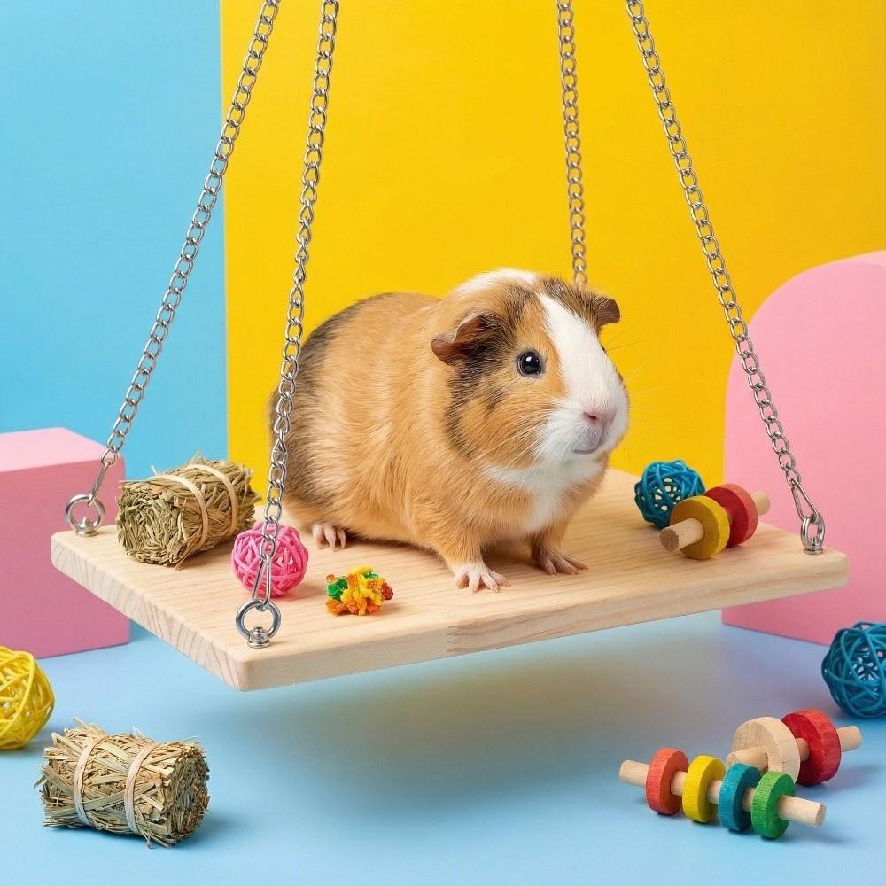 Wooden Hamster Swing Toys Bite Resistant Cockatiel Swing Ladder Pet Rest Play