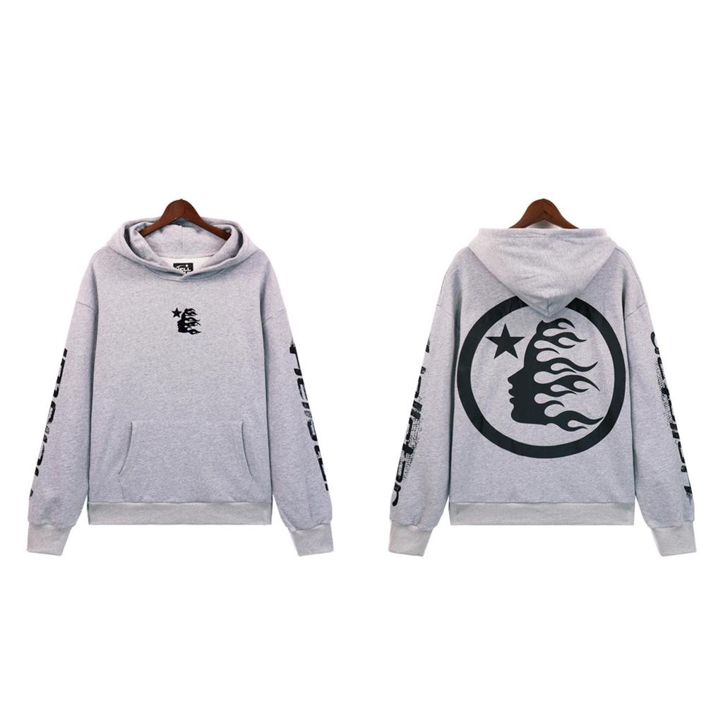 Hellstar Print Retro American Logo Hooded Sweatshirt