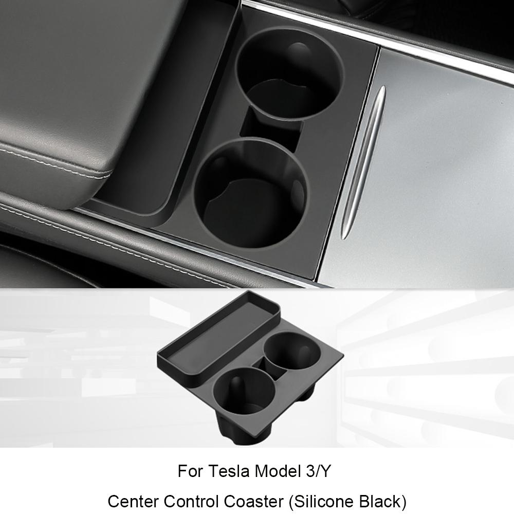 For Tesla Model 3/Y - Screen Silicone Protective Frame Wireless Charging Non-Slip Pad Card Limiter Silicone Cup Holder