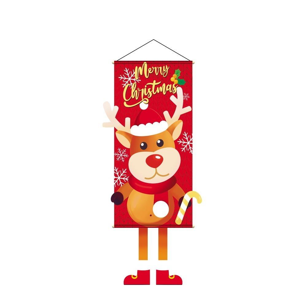 Cartoon 110cm Christmas Hanger Flag Snowman EIK Hanging Flag Navidad Santa Claus Christmas Backdrop Party Decor