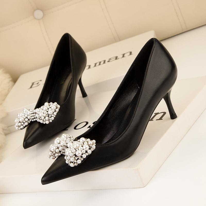 Fashion Women's Shoes High Heels Women 2025 New Wedding Shoes Banquet Shoes Rhinestone Bow Stiletto Heel Sexy Party Single Shoes Pumps