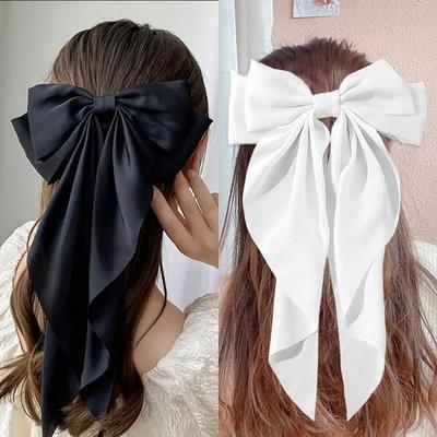 Haarspange mit Schleife für Damen, elegant, modisch, aus Satin, Federspange, einfache Haarnadeln mit Schleife, Haarspangen, Haar-Accessoires für Mädchen