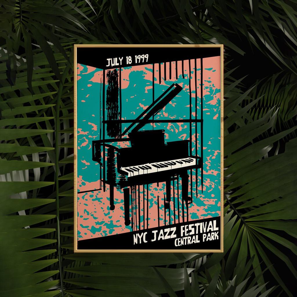 Modernes Jazz-Festival-Musikfestival-Poster, schlichter Stil, bunte Klavierbilder, Leinwanddruck, Poster, Wandkunst, Dekor für Bar