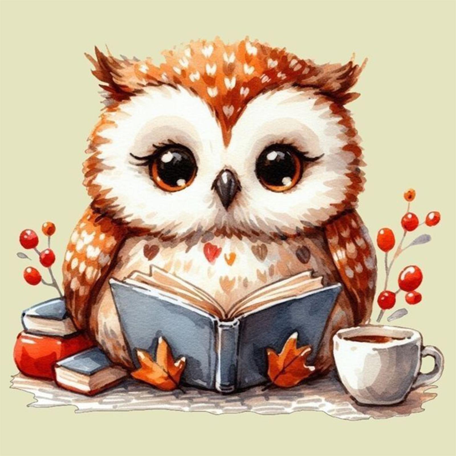 1pc DIY Paint by Number Kit Owl Frameless Canvas Wall Art Gift Idea 20x20cm