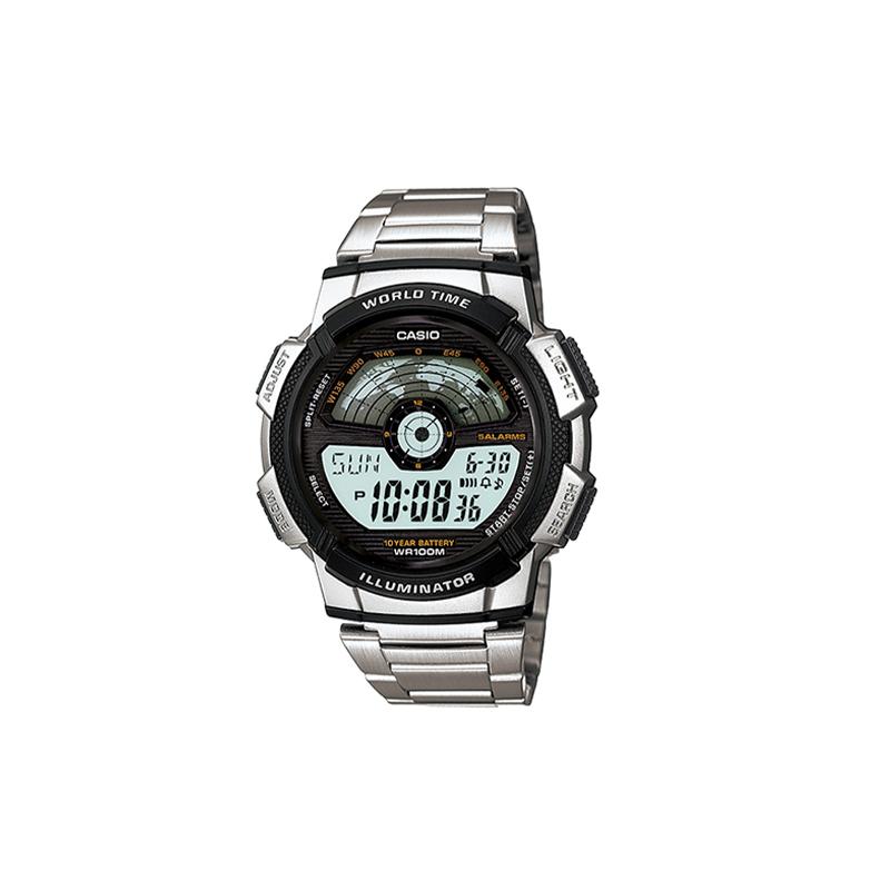 

Casio YOUTH Series-Disc Digital Display World Map Sports Quartz Movement Stainless Steel Strap Japanese and Korean Watch Men s Watch AE-1100WD-1A