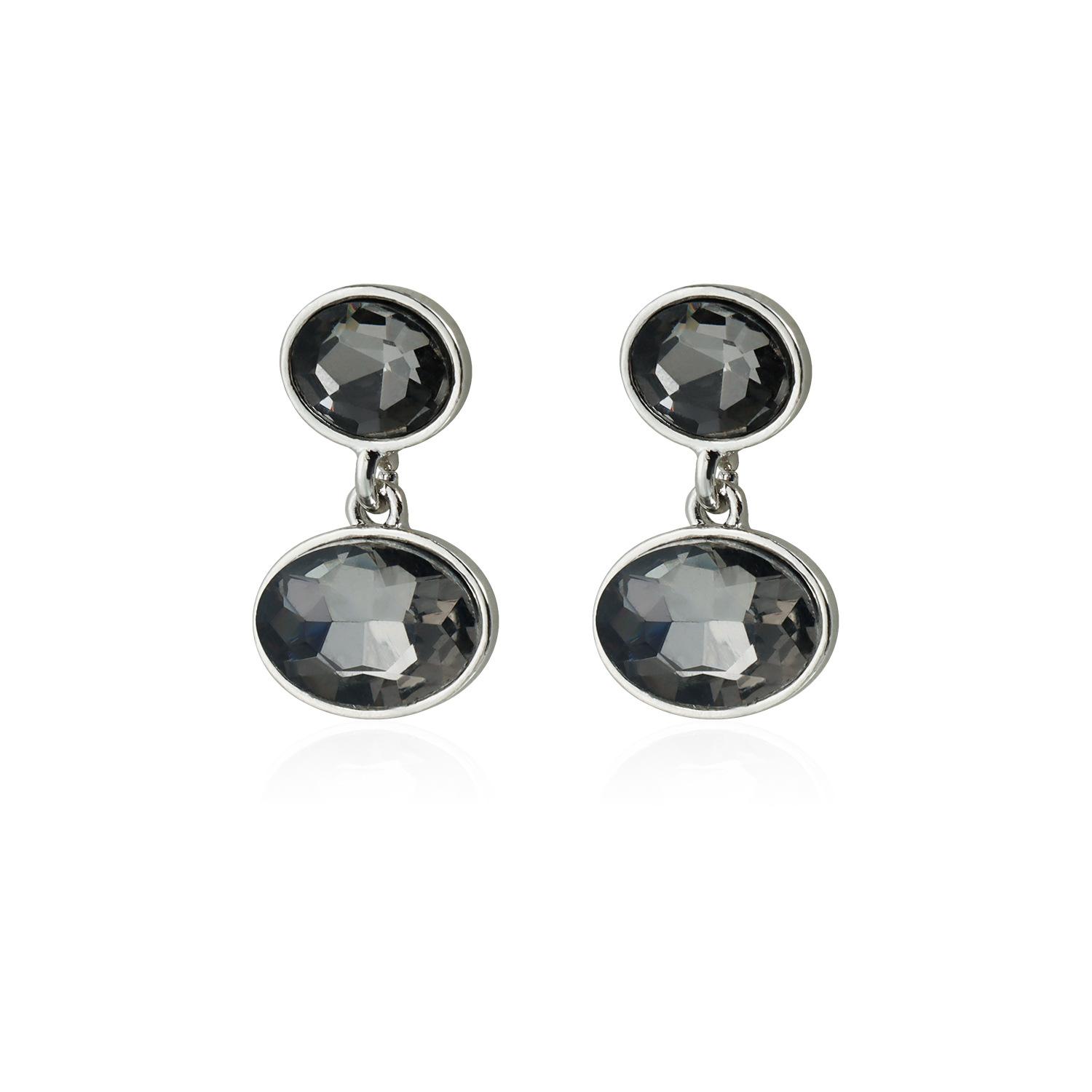 Geometric Oval Black Diamond Multi-Sectional Flash Diamond Stud Earrings ins Personalized Creative Earrings чёрный