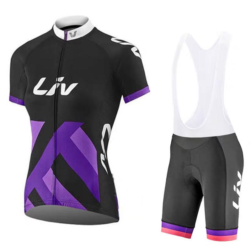 Women's Cycling Suit Set Summer Short Sleeved Cycling Jersey Cycling Bib Women's Sponge Cushion Cycling Shorts