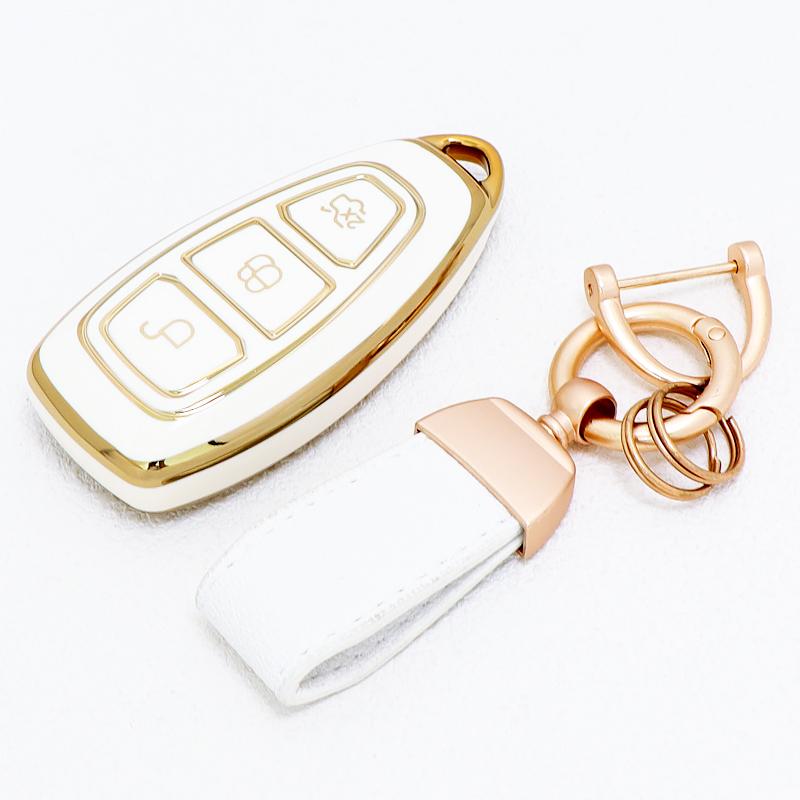 Auto Shell For Ford C-Max S-Max Kuga Ii Ecosport Fiesta Iv Focus Iii Galaxy Fusion Mondeo Iv B-Max Car Key Case Cover Keychain