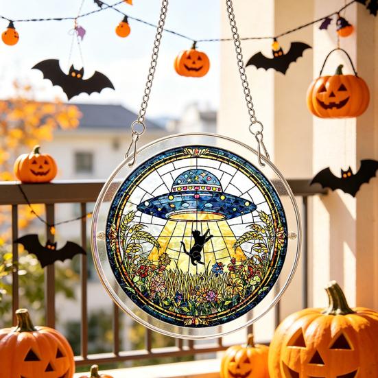 Acrylic Puzzles Suncatcher, Ghost Witch Pumpkin Window Hanging Decor, Halloween Graduation Mother's Day Birthday for Women