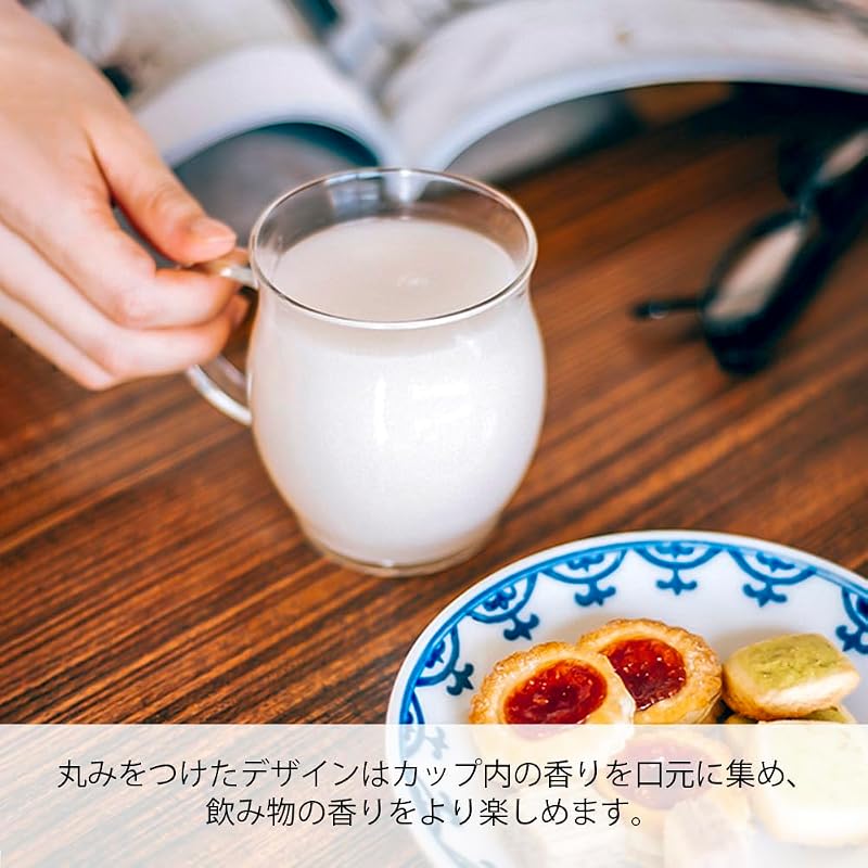 HARIO Scented Mug, Heat-Resistant Glass, Microwave/Dishwasher Safe, Coffee Glass, 330ml, Made In Japan, HKM-1T