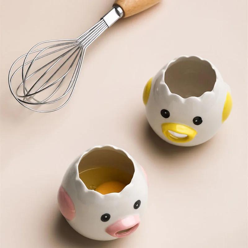 Separatore di Albumi di Uovo Pollo Carino Separatore di Tuorli e Proteine in Ceramica Filtro per Uova Strumenti da Cucina Accessori per la Cottura Portauova