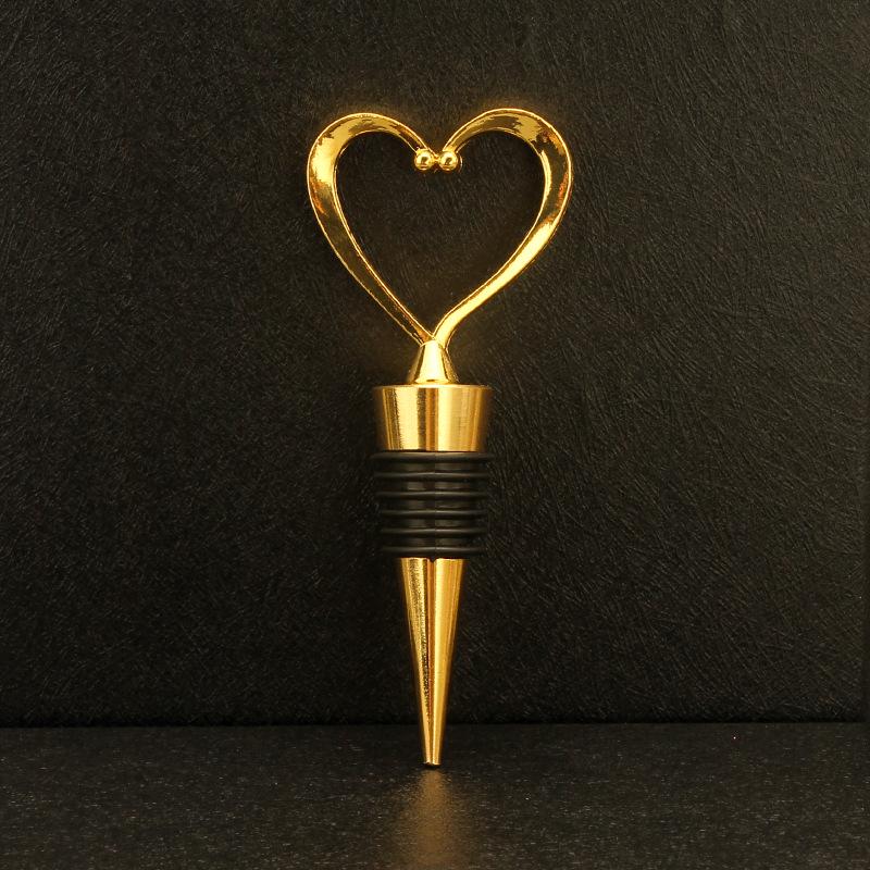 Heart-Shaped Red Wine Stopper - Alloy Seal for Bottles, Ideal for Weddings, Bars, and Hotels.