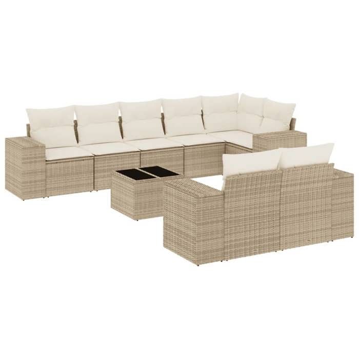 VidaXL Garden Lounge Set with Cushions 9 Pcs, Patio Sofas, Patio Furniture Set, Outdoor Furniture, Beige 3222827