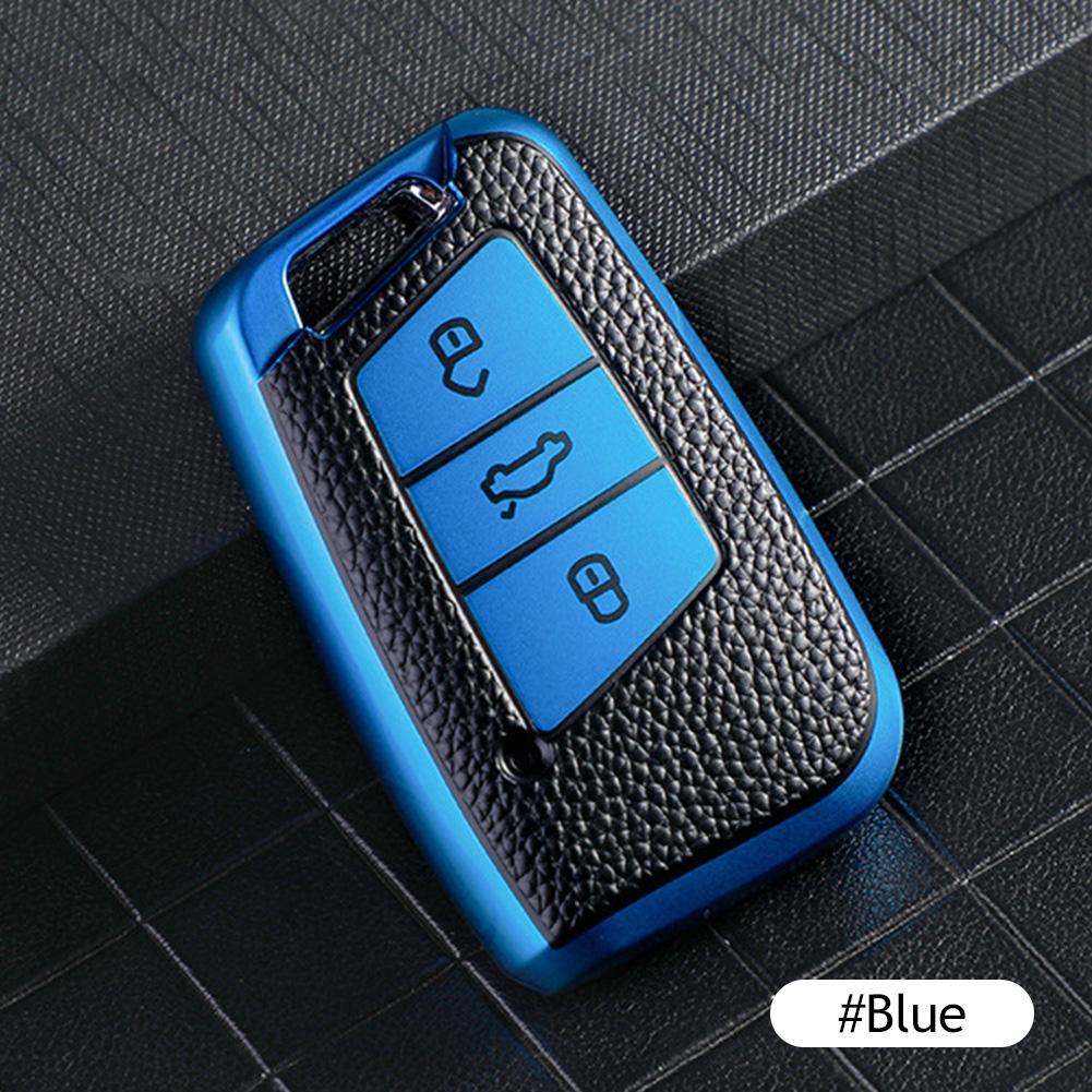 Leather Car Key Case Keys Full Cover Protection Shell Bag for VW Volkswagen Polo Tiguan Passat Golf Jetta Lavida Skoda