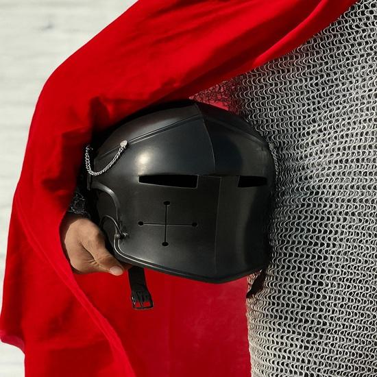 

Черный шлем барбют средневекового рыцаря, доспехи, шлем из низкоуглеродистой стали 18 калибра, LARP, косплей, костюм на Хэллоуин