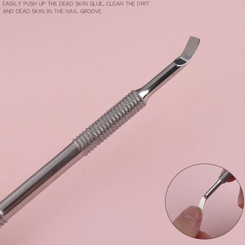 1Pcs Nail Art Dual End Stainless Steel Cuticle Pusher Spoon Dead Skin Removal