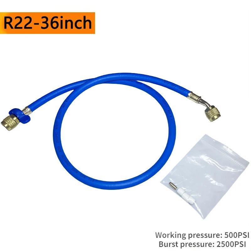 

90cm Free Delivery 36 A/C Charging Hose Set for HVAC Air Condition Refrigerant R12 R22 R502 with Switch синій