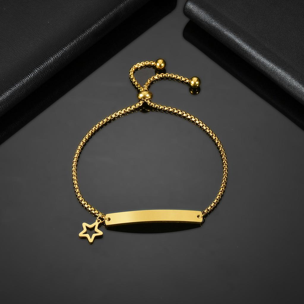 Atoztide Personalized Engrave Name Bracelet For Men Women Kids Stainless Steel Heart Adjustable Figaro Chain Family Jewelry Gift