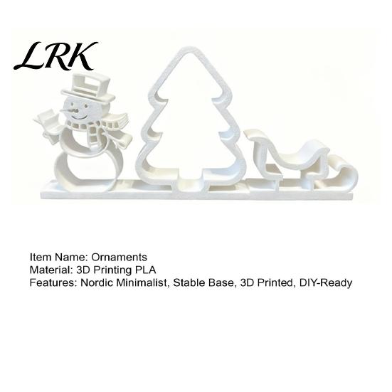 Unique Christmas Gift Ideas 3D Printed Tabletop Ornament, Snowman Tree Sleigh Figurine, Decor Minimalist Nordic Style Holiday for DIY Painting