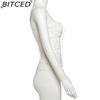 BITCED Spring Women's Solid-Color Slim-Fit Streetwear Off-Shoulder Wrap-Top with Backless Design