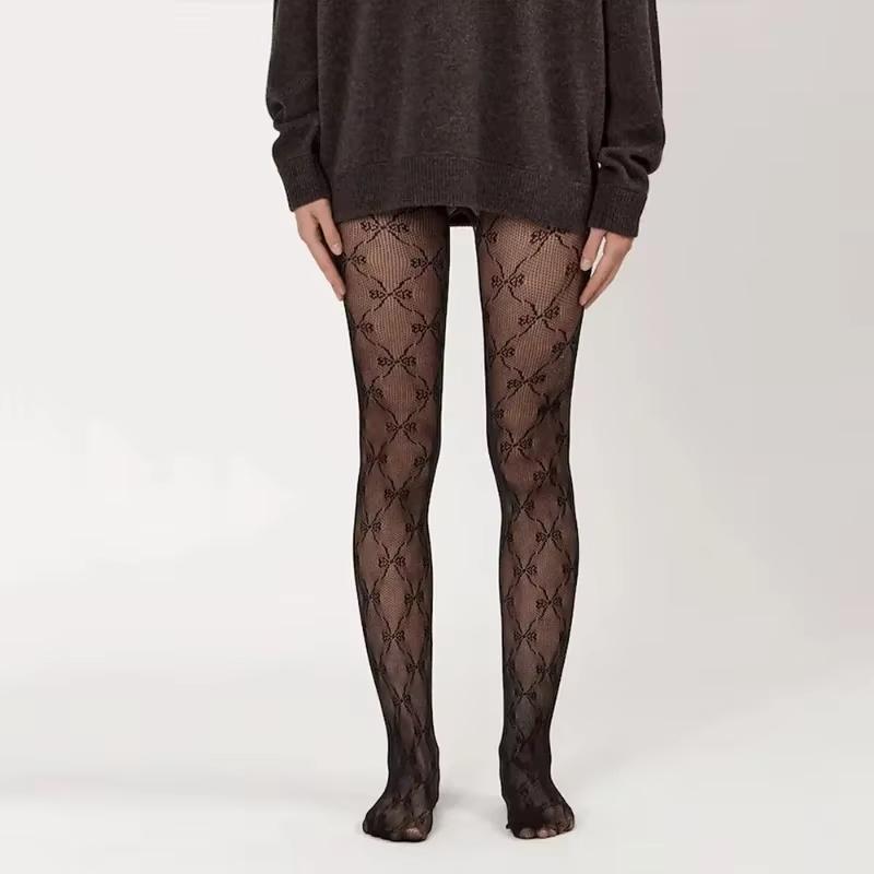 Sexy Black Hollow Lace Stockings Fishnet Pantyhose for Women See-through Retro Tights Y2k Party Stockings for Halloween