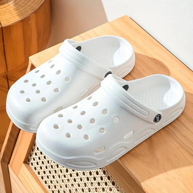 

Модные летние сандалии с закрытым носком и перфорацией для пляжа, женские легкие нескользящие шлепанцы из ЭВА, женские удобные шлепанцы с мягкой подошвой для сада 36-37 белый