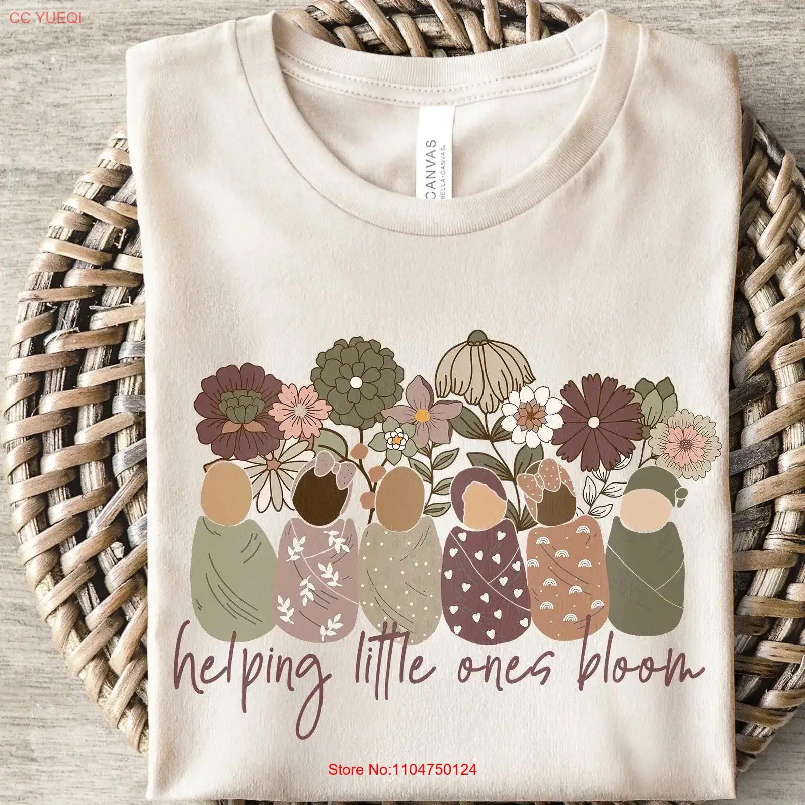 

Helping Little Ones Bloom Nurse T Shirt Wildflower RN Boho Nursing Babies Swaddle New NICU L D Mother Baby OBGYN vintage S разноцветный