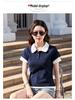 Spring/Summer 2026 Korean Style Women's Slim Fit Cotton T-shirt with Double Layer Sleeves