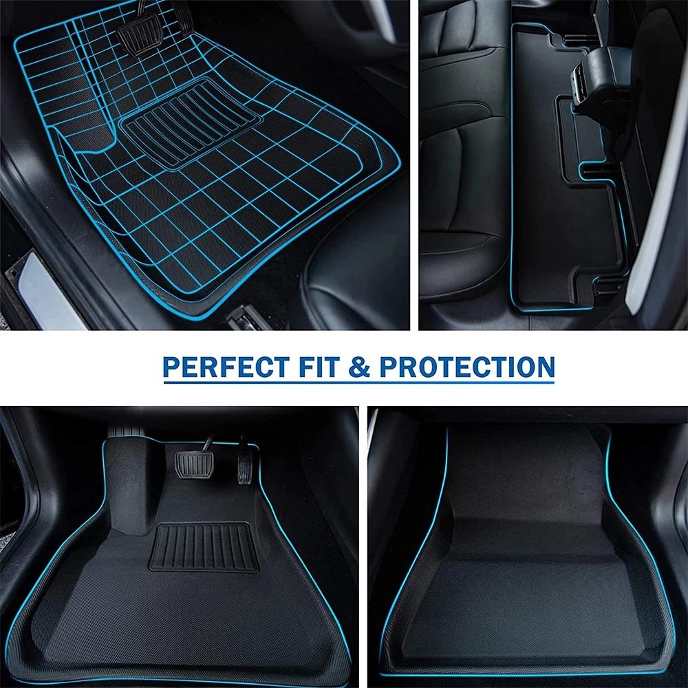 3D Floor Mats For Tesla Model 3 Highland Model Y 2017 to 2025 All Weather Floor Carpets Trunk Mats Waterproof Cargo Liner