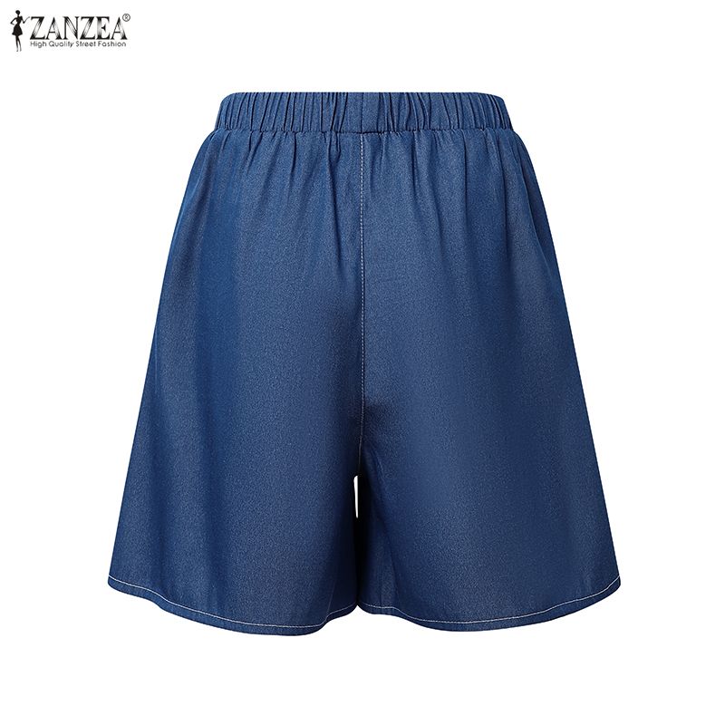 ZANZEA Women Summer Casual Elastic Waist Loose Print Shorts