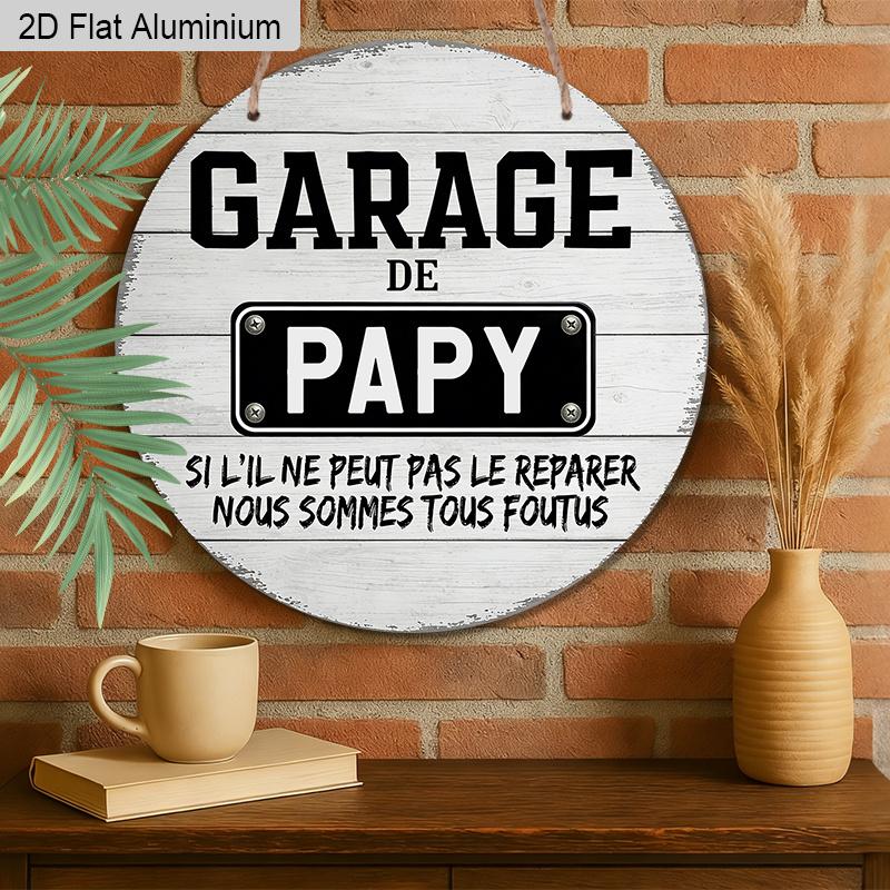 2D Flat Aluminum Garage Sign Metal Wall Decor Accessories for Home, Lover Gifts for Dad, Vintage Style Grandpa Home Decor, Father's Day Gift for