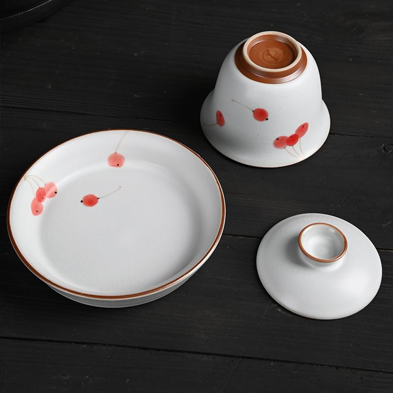 Bank Gift Set To Send Customers Light Luxury Ru Kiln Kung Fu Tea Set Creative Ceramic Cover Bowl Set