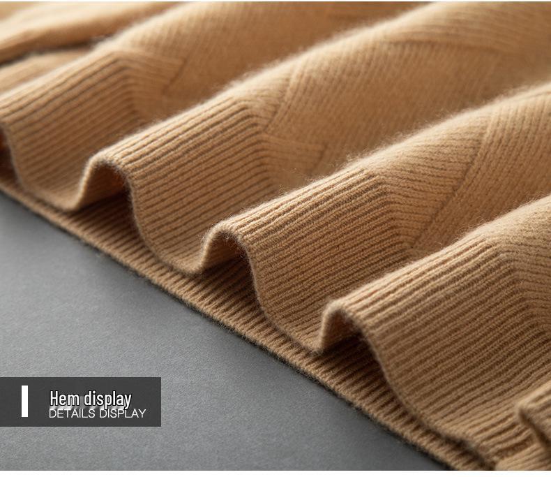 Men's Autumn/Winter Thickened Pure Cashmere Crew Neck Sweater - Business Casual Knit.