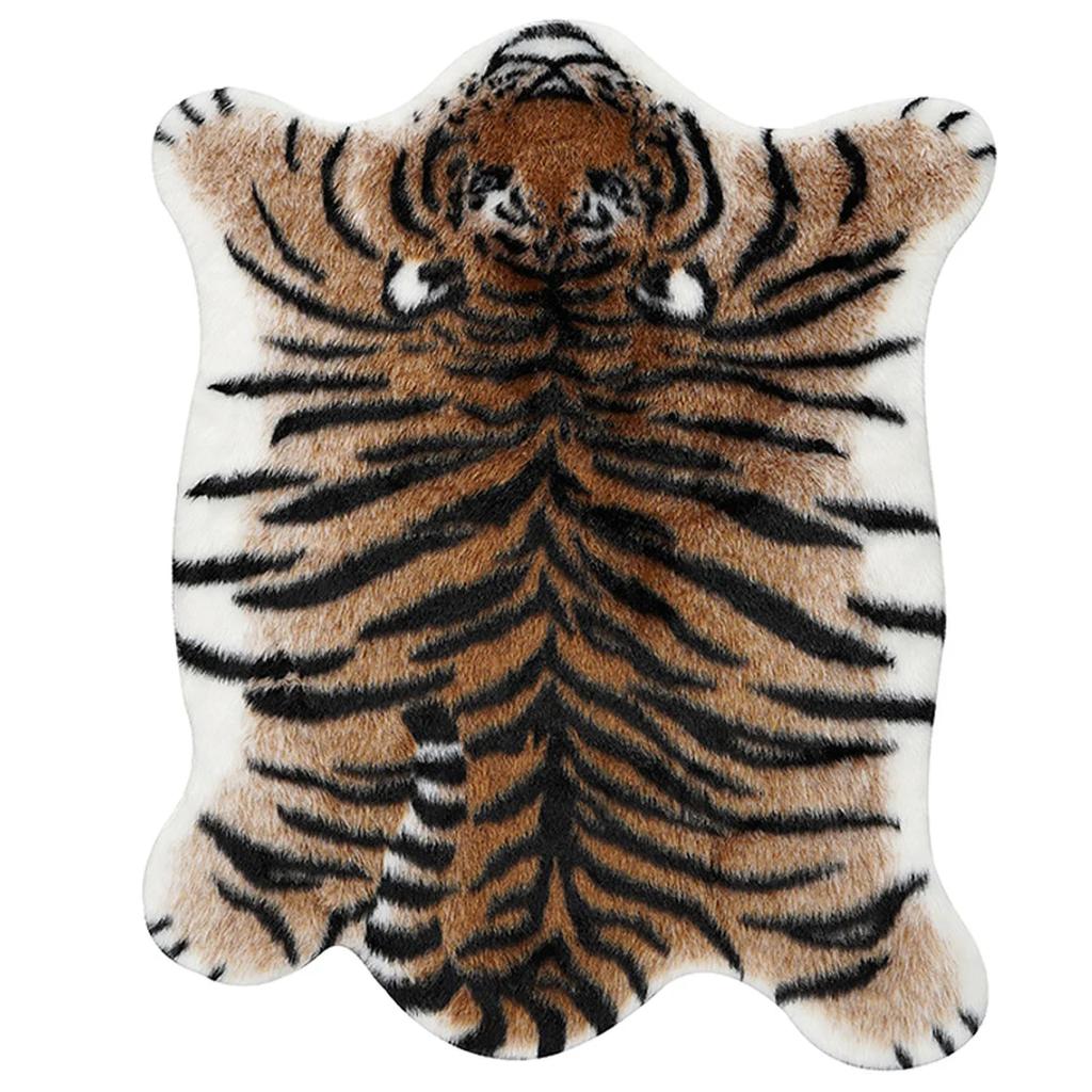 110x85cm Soft Fluffy Tiger Faux Fur Carpet Imitation Tiger Hide Printed Animal Skins Area Rug Faux Fur Cute Rugs