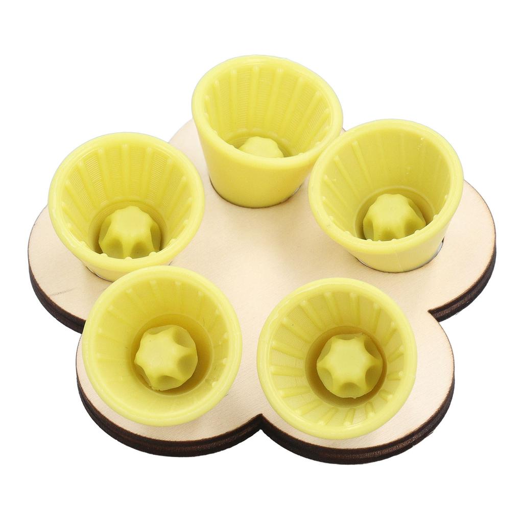 Bee Drinking Cup with Wooden Stand 5 Cups Plastic Water Dispenser Watering Station for Thirsty