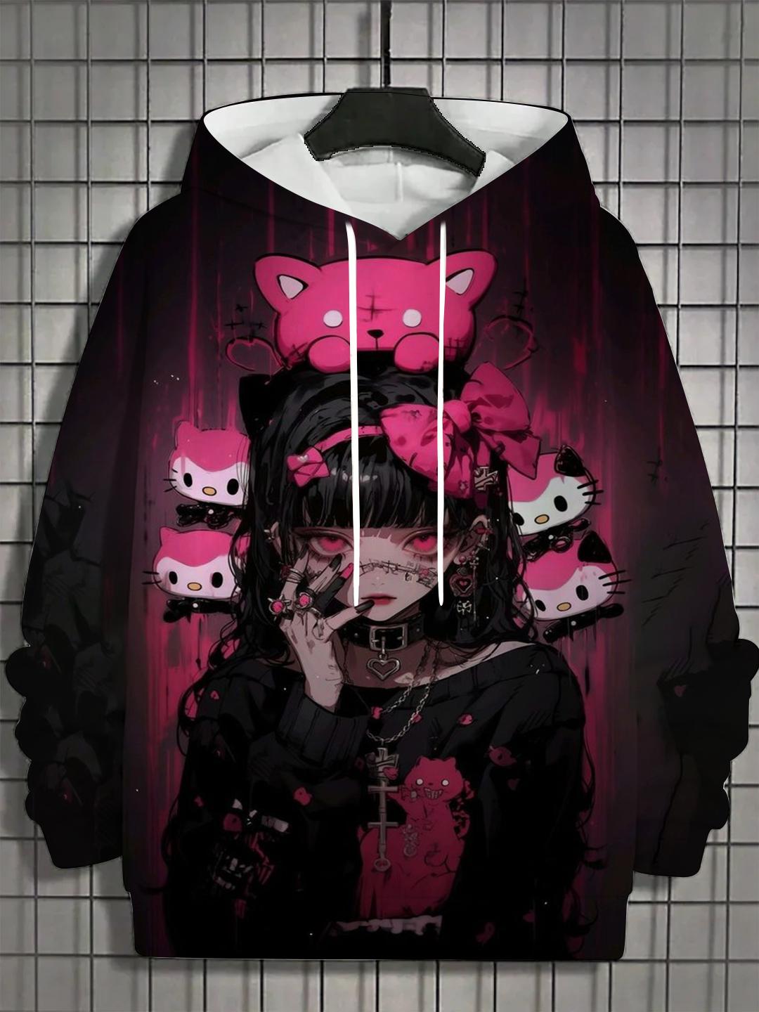 

Винтажное мужское худи с 3D-принтом нимфетки, топы, худи с длинным рукавом с графикой мультяшной девушки, модный мужской топ оверсайз, уличная одежда, футболки XL