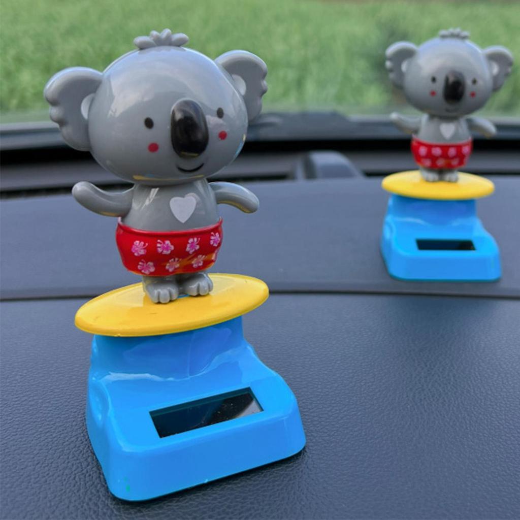 Solar Dancing Toy Solar Powered Dancing Animal Ornaments Koala Shape Shaking Head Decor Automotive Interior Decoration for Sedan