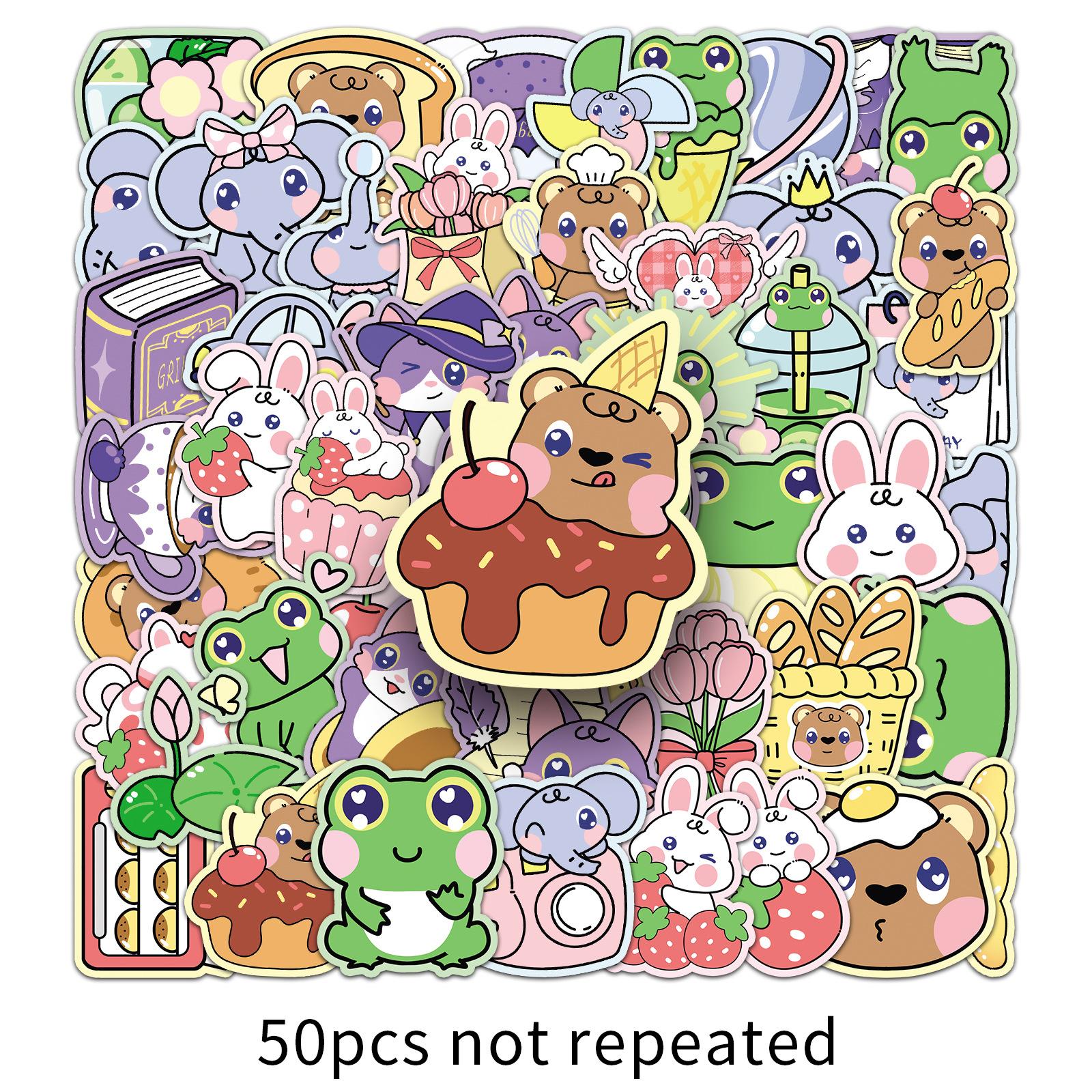 

50 Разноцветных Наклеек-Дудлов с Маленькими Животными, Мультяшные Милые Креативные Декоративные Наклейки для Водяной Чашки, Чехла для Мобильного Телефона, Планшета