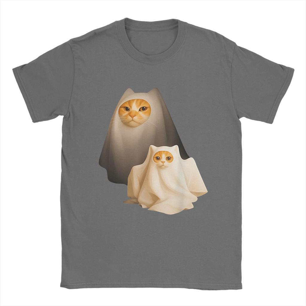 Ghost Cat Meme Halloween Cotton T Shirt For Man Summer Streetwear T-Shirts O-Neck Novelty Tees Big Size Custom DIY Tops